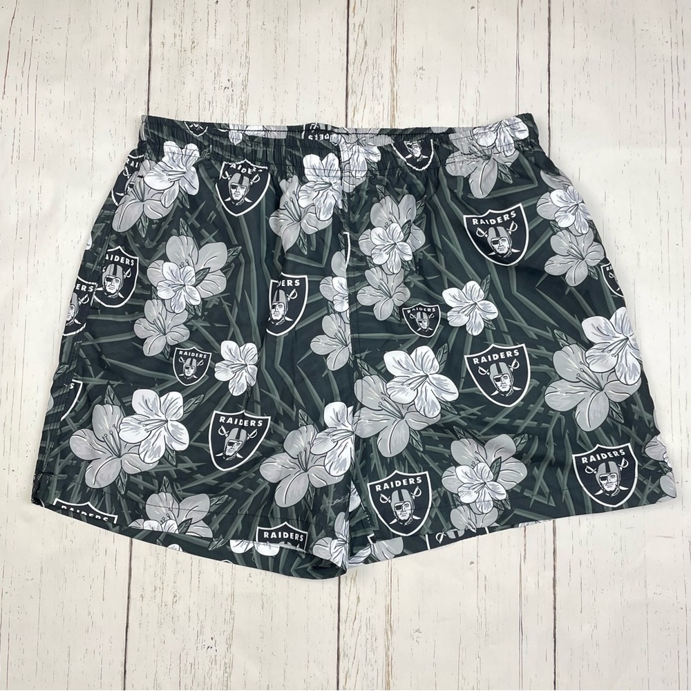 NFL Las Vegas‎ Raiders Aloha Floral Swim Trunks Lined *5”